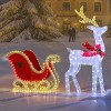Syemin Decorative Holiday Scene Props 5ft Christmas Reindeer Sleigh Outdoor Yard Decoration Set Indoor and Outdoor Decoration, White, 70"*10"*60" - 2 of 4