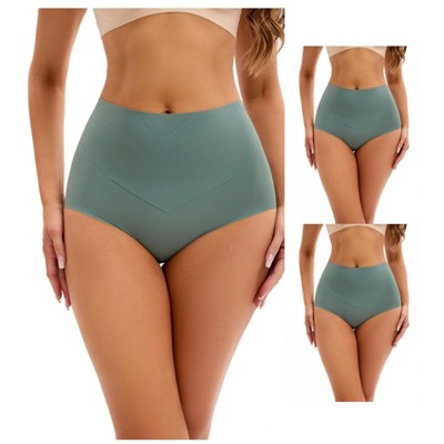 INSPIRE CHIC 3 Packs Women's High Waist Tummy Control Underwear Full Coverage Briefs Flatten Ladies Panties