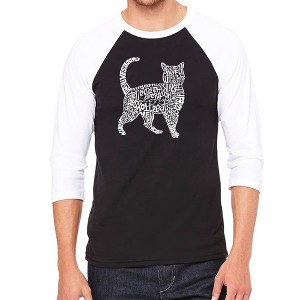 LA Pop Art Men's Raglan Baseball Word Art T-shirt - Cat - 1 of 4