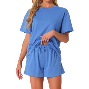 INSPIRE CHIC Women's Pajama Set Short Sleeve Lounge Set Elastic Shorts 2 Piece Pjs Sets with Pockets - 1 of 4