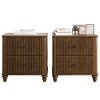 GDFStudio Doris Mid Century Modern 2 Piece Fluted Wood Nightstand with 3-Drawer - 2 of 4