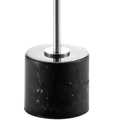 Black and Chrome Adjustable Arc Floor Lamp with Drum Shade