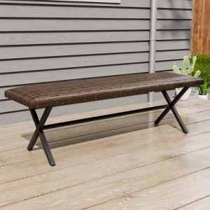 EAGEL PEAK Sienna Bay 2-Person Outdoor Wicker Bench with Metal Frame - 1 of 4