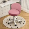 RISOKEYS PU Leather Small Scallop Desk Chair with Back,Cute Armless Rolling Vanity Chair,Height Adjustable for Bedroom Office - 2 of 4