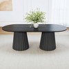 86 inch Double-base Oval Black Dining Table with 8 Dining chairs Suitable for Dining Room / Living Room - 2 of 4