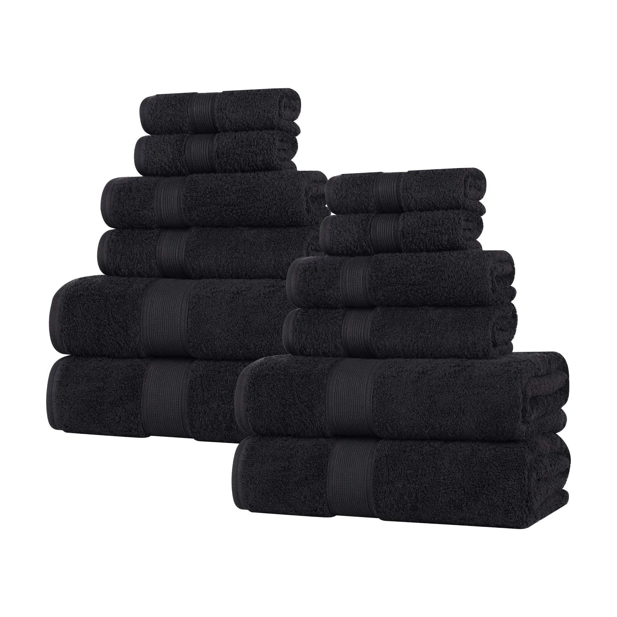 Organic Cotton Medium Weight Solid 12 Piece Towel Set, Black - Blue Nile Mills