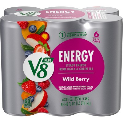 V8 +Energy Wild Berry Juice Drink - 6pk/8 fl oz Cans