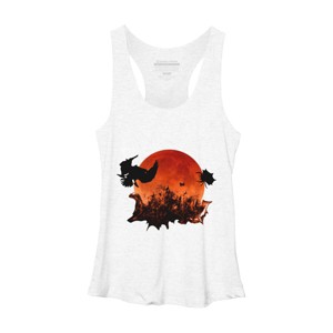 Women's Design By Humans Spooky Halloween Blood Moon Eclipse Ghostly Birds By KateLCardsNMore Racerback Tank Top - 1 of 3