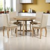 5-Piece Farmhouse Dining Set, Round Extendable Table with 4 Upholstered Chairs, Rustic Wood Dining Set for Kitchen and Dining Room - 3 of 4