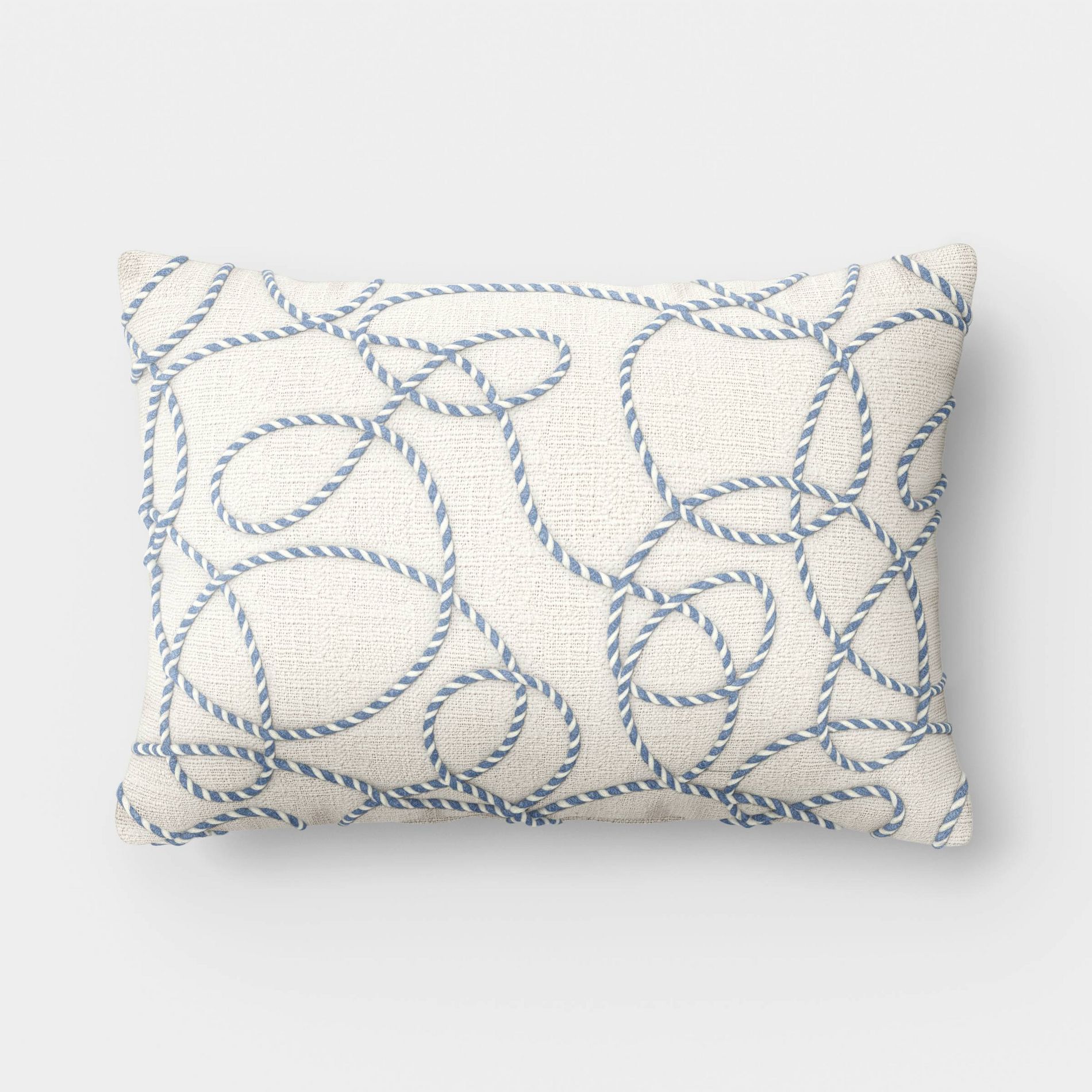 14"x20" Embroidered Rope Nautical Outdoor Throw Pillow Ivory - Threshold™ designed with Studio McGee