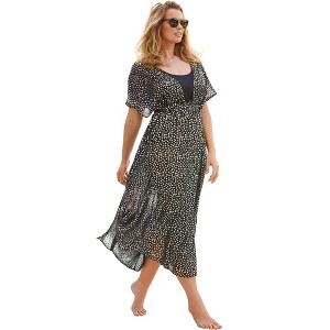 Swim 365 Women's Plus Size Long Caftan Cover Up - 1 of 4