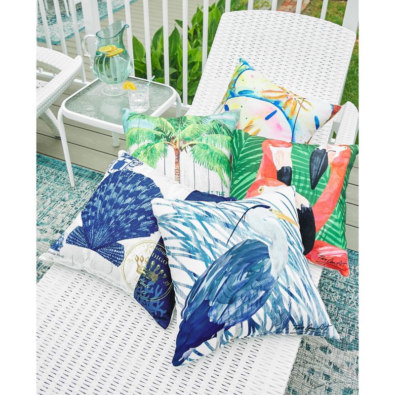 C&F Home 18" x 18" Blue Heron Coastal Indoor/Outdoor Decorative Throw Pillow, 3 of 11