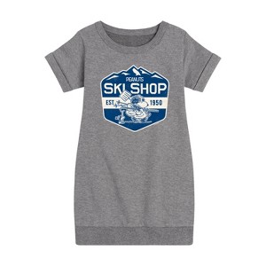 Girls' - Peanuts - Ski Shop Graphic Short Sleeve Fleece Dress - 1 of 4