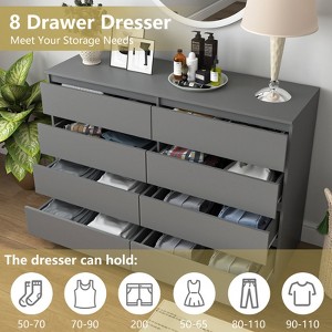 CIPACHO Mid Century Modern 8 Drawer Dresser in Grey with Hidden Handle Perfect for Bedroom to Boost Storage and Elevate Retro Home Vibe - 1 of 4