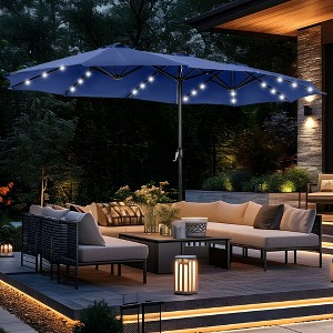 Captiva Designs 15' x 9' Rectangular Outdoor Patio Market Umbrella with Extra Large Base and Sand Bags - 1 of 4