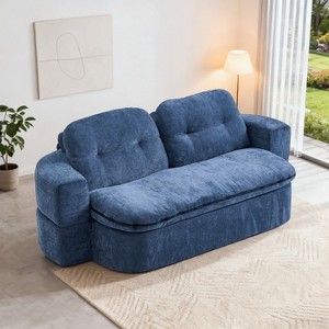 Okak Modern Convertible Chenille Fabric Floor Futon Sofa for Living Room Bedroom,Rest Chair Sleeper Sofa with Comfy Backrest & Pillows - 1 of 4