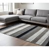 Black And Gray Wool Striped Hand Woven Area Rug - 2 of 4
