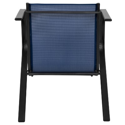 Brazos Navy Blue Outdoor Stackable Dining Chair Pair with Flex Comfort