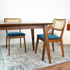 Sevobal Dining Chairs Mid-Century Modern Dining Chairs Set of 2 with Rattan Backrest for Kitchen Living Room, Brown, 18.3"*32.3"*21.5" - 1 of 4