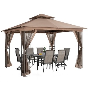 HAPPATIO Patio Gazebo with Ventilation Double Roof，Outdoor Soft Top Gazebo with Mosquito Netting for Lawn, Garden - 1 of 4