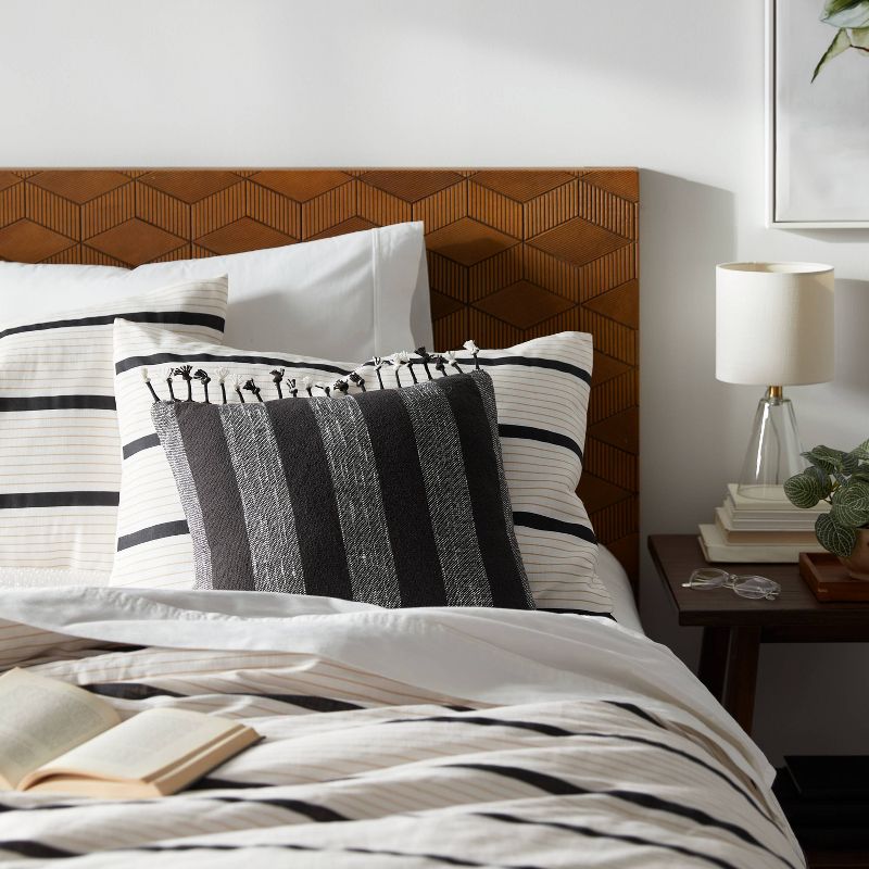 Square Modern Woven Stripe Decorative Throw Pillow Black - Threshold&#8482;, 3 of 6