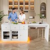 PAKASEPT 78.7" Kitchen Island with LED Light, Kitchen Cabinet with 4 Drawers, Open Shelves, Power Outlet for Dining Room - 4 of 4