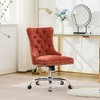 Gulches Orange Chenille Tufted Office Adjustable Swivel Desk Chair with Chrome Metal Base, Button-Tufted Upholstered Home Office Chair - 3 of 4