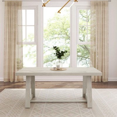 White Sand Wirebrush 72" Reclaimed Wood Farmhouse Dining Table