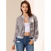 INSPIRE CHIC Women's Party Sequin Sparkle Long Sleeve Cropped Length Zipper Bomber Jacket - 3 of 4