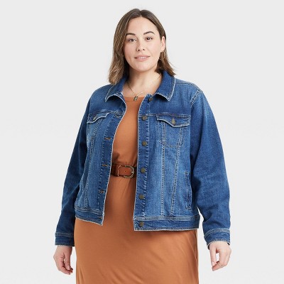 Women's Plus Size Denim Jacket - Ava & Viv™ Medium Wash X