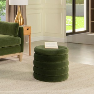 CAVINAS Round Boucle Fabric Storage Ottoman Bench with Removable Lid,Upholstered Storage Ottoman,Storage Benches for Living Room,Bedroom - 1 of 4