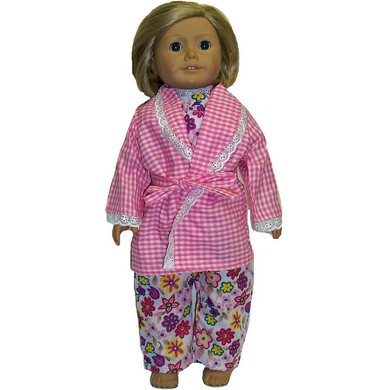 Doll Clothes Superstore Pink 3 Piece Sleepwear fits 18 inch doll, 2 of 5