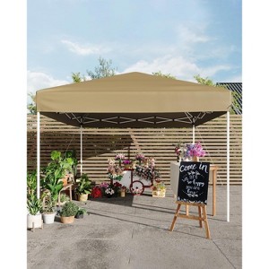10x10 Pop Up Canopy Tent, Outdoor Canopy Tent with 3 Adjustable Height, 4 Sandbags & Carrying Bag for Camping, Parties,Outdoor Events - Khaki - 1 of 4
