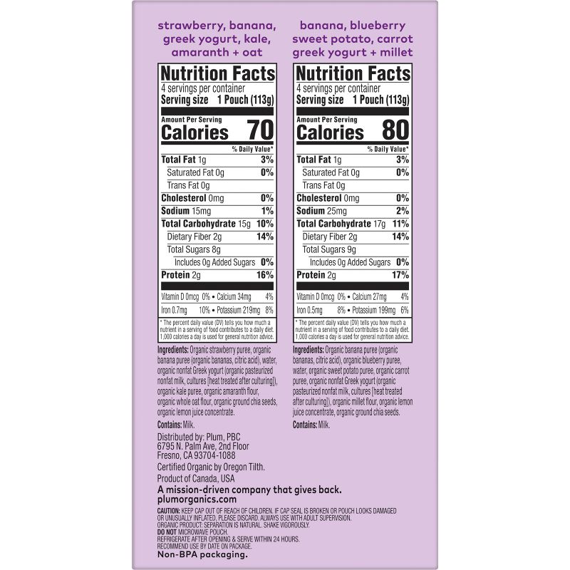 Plum Organics 8pk Mighty 4 Variety Flavor Baby Food Pouches - 32oz, 3 of 13