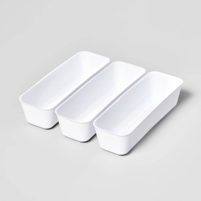 3pk Long Storage Trays White - Brightroom™: Drawer Organizer Bins, Portable, Universal Storage