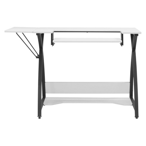 Comet Plus Sewing/office Table With Fold Down Top, Height Adjustable  Platform And Bottom Storage Shelf Black/white - Sew Ready : Target