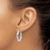 Black Bow Jewelry 4mm x 25mm 14k White Gold Classic Round Hoop Earrings - 3 of 4