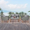 KTMBDW 4 Piece Outdoor Patio Furniture Set,Rattan and Acacia Wood Chairs Conversation Furniture Set for Backyard Balcony Deck with Soft Cushions&Table - 3 of 4