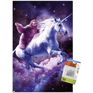 Trends International James Booker - Space Sloth Riding On Unicorn Unframed Wall Poster Prints - 1 of 4