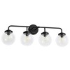 POWLIG 30.71-in 4-Light Matte Black Bathroom Light Fixtures Over Mirror Vanity Lighting with Clear Glass Globe Shades - 4 of 4