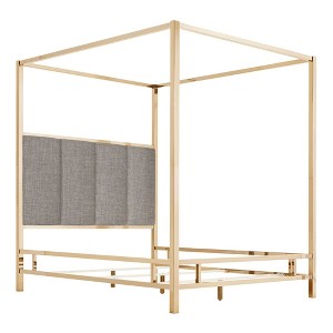 Full Manhattan Champagne Gold Canopy Bed with Vertical Panel Headboard Smoke - Inspire Q, Grey