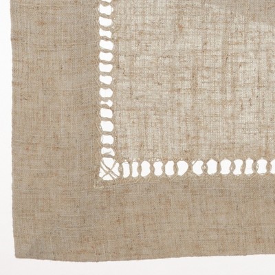 Beige Poly-Linen Hemstitched Table Runner