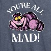 Women's - Alice In Wonderland - Cheshire Cat You're All Mad Short Sleeve Graphic T-Shirt - 2 of 4