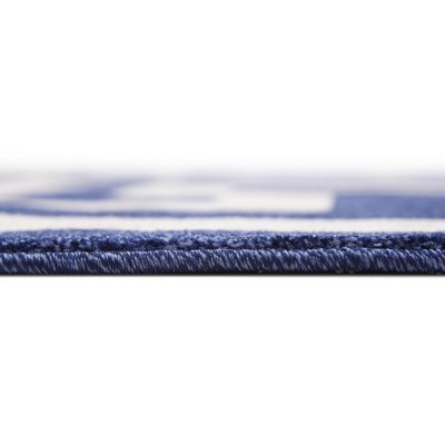 Navy Blue Geometric 6' x 9' Handmade Synthetic Area Rug