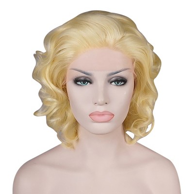 Unique Bargains Women's Medium Long Body Wave Lace Front Wigs with Wig Cap 11" Blonde 1PC