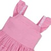 Hope & Henry Girls' Organic Pleated Flutter Sleeve Apron Dress with Embroidery, Kids - 2 of 4