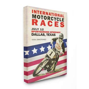 Stupell Industries American Motor Racing Sports Bike Vintage Poster