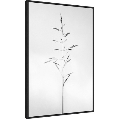 Serene Black and White Botanical Canvas Art Print with Frame