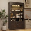 72" Farmhouse Coffee Bar Cabinet with LED Lights, Kitchen Sideboard Buffet Hutch with Storage, Microwave Stand,Brown - 4 of 4