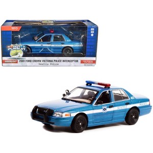 2001 Ford Crown Victoria Police Interceptor Blue Met. "Seattle Police Washington" 1/24 Diecast Model Car by Greenlight - 1 of 3